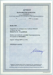 Rotaufdruck 1949, postfrischer Kabinettsatz, Fotoattest 2024 Schlegel ...